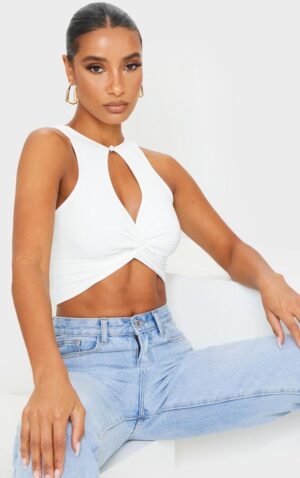 X6B021 PRETTYLITTLETHING BIAŁY KRÓTKI TOP XS
