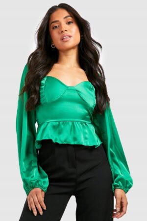 X8B321 BOOHOO TOP DAMSKI ZIELONY SATYNOWY L - obrazek 2