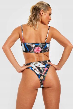 M4G210 BOOHOO WZORZYSTY TOP NA RAMIĄCZKACH GÓRA OD BIKINI 36 S - obrazek 4