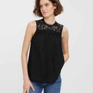 Z2G102 VERO MODA BLUZKA DAMSKA CZARNA KORONKA M M