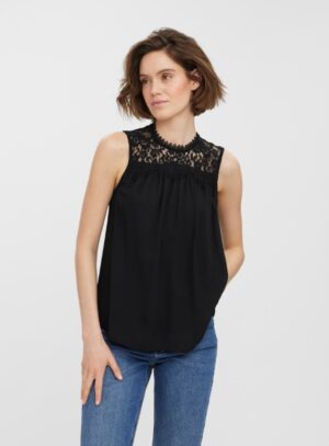 Z2G102 VERO MODA BLUZKA DAMSKA CZARNA KORONKA M M
