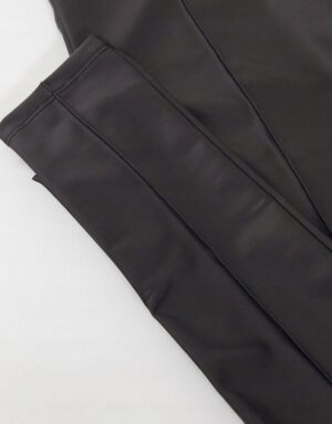 X8E306 ASOS CZARNE LEGGINSY IMITACJA SKÓRY DAMSKIE NA CO DZIEŃ S