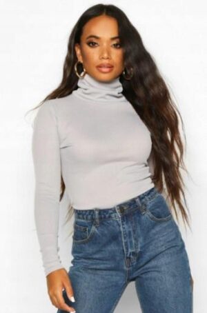 Z7G012 BOOHOO PETITE SZARY GOLF PRĄŻKI S S