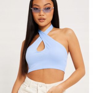 M4B217 NELLY.COM TOP DAMSKI NIEBIESKI BEZ PLECÓW S