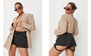 X8B101 MISSGUIDED CZARNE SPODENKI JEANSOWE 38 M