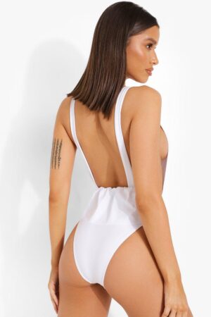 X4B008 BOOHOO BIAŁY STRÓJ KĄPIELOWY FALBANA 40 L L - obrazek 3