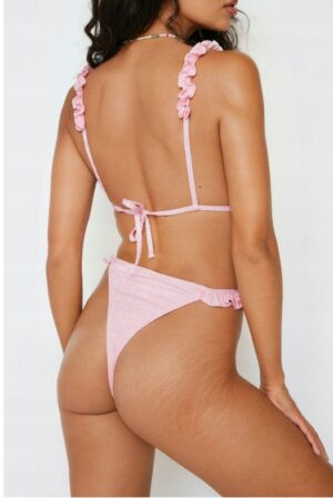 Z9D207 NASTY GAL ZESTAW BIKINI Z FALBANKĄ RÓŻ 32 - obrazek 2