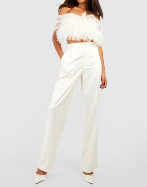 M1C202 BOOHOO PROSTE SPODNIE DAMSKIE ELEGANCKIE SATYNOWE 42 - obrazek 4