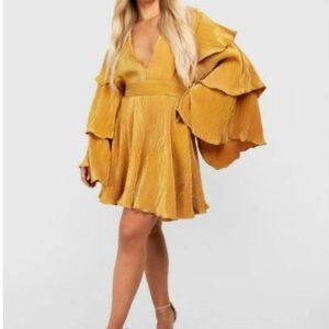 M3B24 BOOHOO PLUS SUKIENKA PLUSZOWA ŻÓŁTA 54