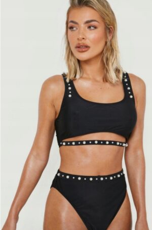 Z3G028 BOOHOO GÓRA OD BIKINI W OZDOBNE PEREŁKI - obrazek 3