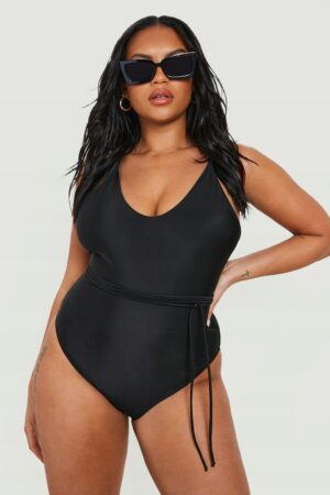 M0D023 BOOHOO PLUS SIZE STRÓJ KĄPIELOWY CZARNY 52