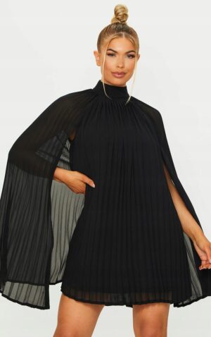 Z1G306 PRETTYLITTLETHING CZARNA SUKIENKA PLISOWANA PELERYNKA 42 XL - obrazek 4