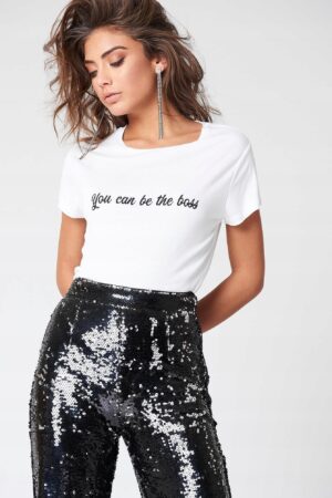 X3F303 MA-KD BIAŁY T-SHIRT BASIC NAPIS 34 XS - obrazek 2
