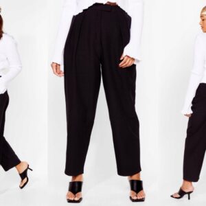 M2C013 NASTY GAL MATERIAŁOWE CZARNE SPODNIE 44 XXL