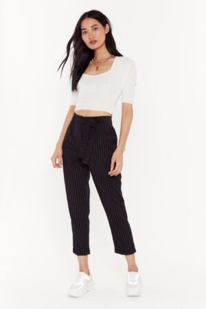 Z1D302 CZARNE SPODNIE MATERIAŁOWE Z WYSOKIM STANEM NASTY GAL 38 - obrazek 2