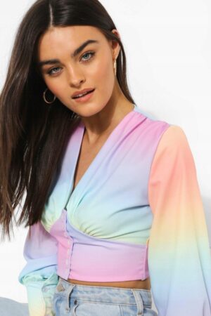 X7F304 BOOHOO BLUZKA DAMSKA KRÓTKA OMBRE 44 XXL - obrazek 4