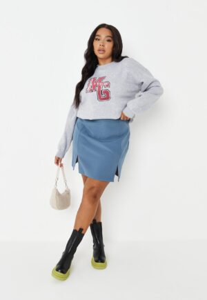 X2G205 MISSGUIDED PLUS NIEBIESKA SPÓDNICA MINI 52