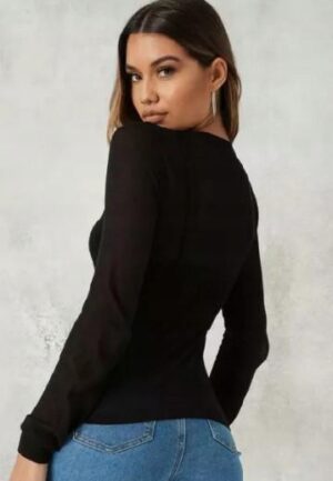Z6F201 MISSGUIDED CZARNA BLUZKA DZIANINA XS XS - obrazek 2