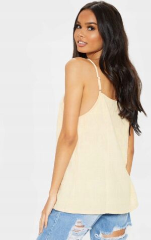 Z3A114 PRETTYLITTLETHING BAWEŁNIANA BEŻOWA BLUZKA TOP NA RAMIĄCZKACH 34 XS - obrazek 2