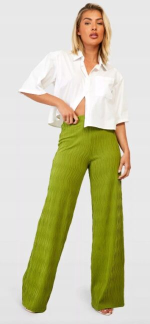 M7A122 BOOHOO SPODNIE DAMSKIE CZARNE MARSZCZONE CASUAL 36