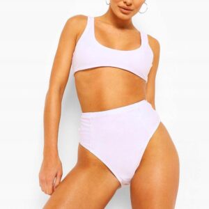 M0F107 BIAŁE FIGI OD BIKINI Z WYSOKIM STANEM BOOHOO 38