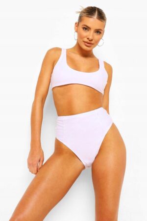 M0F107 BIAŁE FIGI OD BIKINI Z WYSOKIM STANEM BOOHOO 38