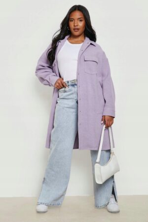 X6A018 BOOHOO PLUS SIZE DŁUGA KOSZULA FIOLETOWA NA ZATRZASKI 7XL - obrazek 3