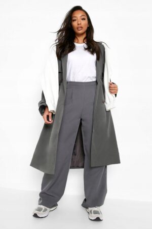X5F305 BOOHOO SZARY PŁASZCZ TRENCZ OVERSIZE 36 S - obrazek 2