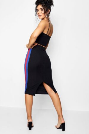 Z8E108*BOOHOO CZARNY CROP TOP LAMPASY S 36 A00 - obrazek 4