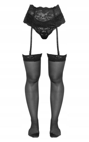 M0B005 KLASYCZNE CZARNE POŃCZOCHY Z KORONKA PRETTYLITTLETHING UNIWERSALNY - obrazek 2