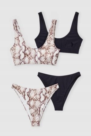 X9B003 NASTYGAL GÓRA OD BIKINI SKÓRA WĘŻA S - obrazek 6