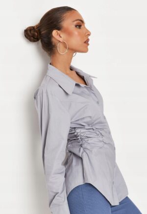 M6C211 MISSGUIDED TALL SZARA MARSZCZONA KOSZULA XS - obrazek 4