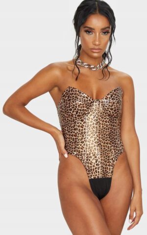 Z9F301 BODY GORSET Z FISZBINAMI PANTERKA EKO SKÓRA PRETTYLITTLETHING 34 - obrazek 2