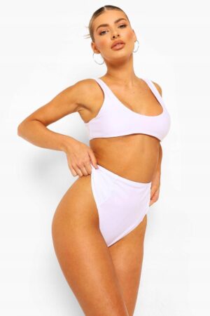 M0F107 BIAŁE FIGI OD BIKINI Z WYSOKIM STANEM BOOHOO 38 - obrazek 5