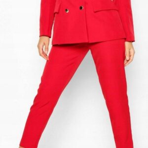X0B002 ELEGANCKIE MATERIAŁOWE SPODNIE 7/8 CZERWONE BOOHOO 40