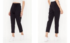 Z1D302 CZARNE SPODNIE MATERIAŁOWE Z WYSOKIM STANEM NASTY GAL 38
