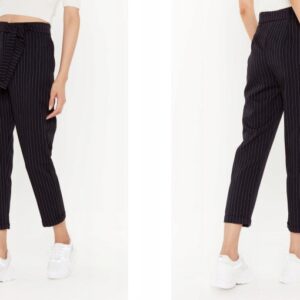 Z1D302 CZARNE SPODNIE MATERIAŁOWE Z WYSOKIM STANEM NASTY GAL 38