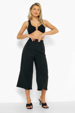 Z2B114*BOOHOO CZARNE SPODNIE 3/4 KULOTY S 36 A00 - obrazek 4