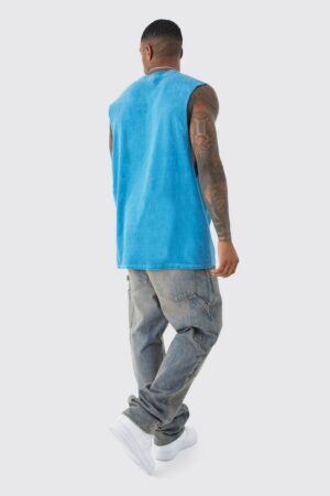Z0F309 BOOHOO MĘSKI NIEBIESKI T-SHIRT EFEKT SPRANIA BASIC M - obrazek 3