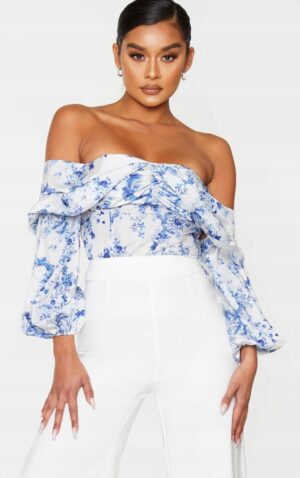 X2D114 PRETTYLITTLETHING WZORZYSTA BLUZKA TOP ODKRYTE RAMIONA 44 XXL - obrazek 4