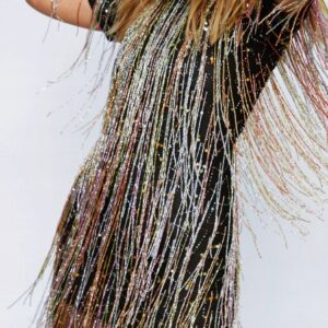 Z2F308 NASTY GAL CZARNA DOPASOWANA SUKIENKA GLAMOUR CEKINY KORALIKI 40