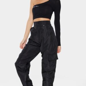 X5E004 PLT CZARNE SPODNIE JOGGERY CARGO SHELL 40 L