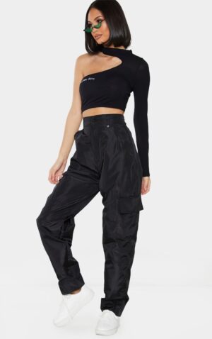 X5E004 PLT CZARNE SPODNIE JOGGERY CARGO SHELL 40 L