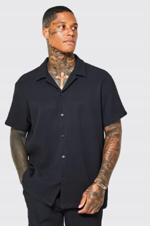 Z0C108 BOOHOO SPODENKI MĘSKIE CZARNE CASUAL XS - obrazek 3