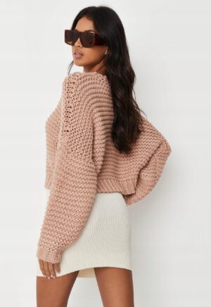 M1E204 MISSGUIDED TALL SWETER OVERSIZE BEŻ 38/40 - obrazek 4