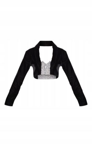 M3A212 PRETTYLITTLETHING TOP WELUROWY CZARNY Z CEKINAMI 40 - obrazek 5