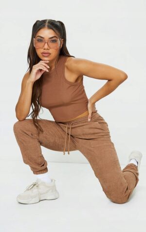 X0E204*PLT BRĄZOWY CROP TOP PRĄŻKI M/L A00 - obrazek 3