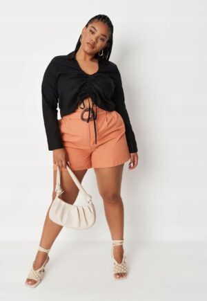 Z1C212 MATERIAŁOWE KRÓTKIE SPODENKI SZORTY Z PASKIEM MISSGUIDED 44