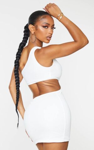 M1A312 PRETTYLITTLETHING ASYMETRYCZNA BIAŁA SUKIENKA 38 M - obrazek 2