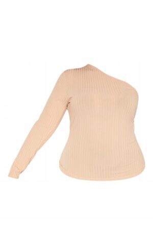 X5F107 PLT DAMSKA BEŻOWA BLUZKA ASYMETRYCZNA PLUS SIZE 44 - obrazek 5